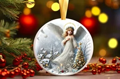 Round Christmas Ornament Sublimation|Clipart Product Image 2