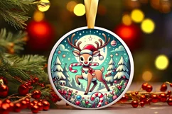 Round Christmas Ornament Sublimation|Clipart Product Image 2