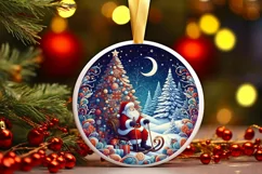 Round Christmas Ornament Sublimation|Clipart Product Image 1