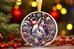 Round Christmas Ornament Sublimation|Clipart Product Image 2
