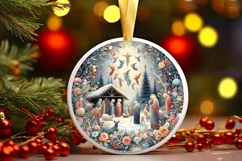 Round Christmas Ornament Sublimation|Clipart Product Image 1