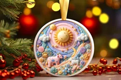 Round Christmas Ornament Sublimation|Clipart Product Image 1