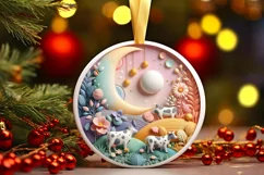 Round Christmas Ornament Sublimation|Clipart Product Image 1