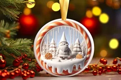 Round Christmas Ornament Sublimation|Clipart Product Image 1