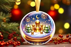 Round Christmas Ornament Sublimation|Clipart Product Image 2