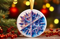 Snow Flake Christmas Round Cute Ornament Sublimation Product Image 2
