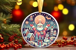 Round Christmas Ornament Sublimation|Clipart Product Image 2