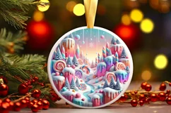 Round Christmas Ornament Sublimation|Clipart Product Image 2