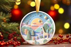 Round Christmas Ornament Sublimation|Clipart Product Image 1