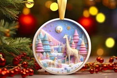 Round Christmas Ornament Sublimation|Clipart Product Image 1