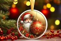 Round Christmas Ornament Sublimation|Clipart Product Image 1