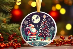 Round Christmas Ornament Sublimation|Clipart Product Image 2