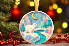 Round Christmas Ornament Sublimation|Clipart Product Image 1