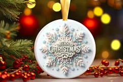 Snow Flake Christmas Round Cute Ornament Sublimation Product Image 2