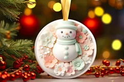 Christmas Round Snow Man Ornament Sublimation Product Image 2