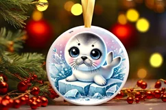 Round Christmas Ornament Sublimation|Clipart Product Image 1
