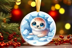 Round Christmas Ornament Sublimation|Clipart Product Image 1