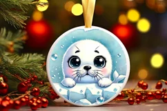 Round Christmas Ornament Sublimation|Clipart Product Image 1