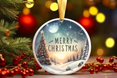 Merry Christmas Round Ornament Sublimation Product Image 2