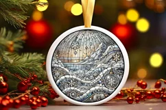 Round Christmas Ornament Sublimation|Clipart Product Image 2