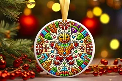 Round Christmas Ornament Sublimation|Clipart Product Image 2