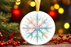 Snow Flake Christmas Round Cute Ornament Sublimation Product Image 1