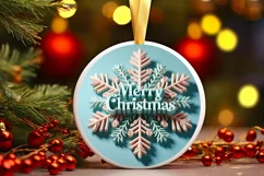 Snow Flake Christmas Round Cute Ornament Sublimation Product Image 2