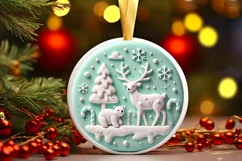 Round Christmas Ornament Sublimation|Clipart Product Image 2