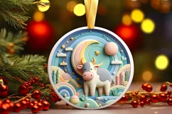 Round Christmas Ornament Sublimation|Clipart Product Image 1