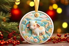 Round Christmas Ornament Sublimation|Clipart Product Image 1