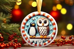 Round Christmas Ornament Sublimation|Clipart Product Image 1