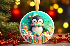 Round Christmas Ornament Sublimation|Clipart Product Image 1