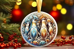 Round Christmas Ornament Sublimation|Clipart Product Image 2