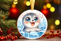 Round Christmas Ornament Sublimation|Clipart Product Image 1