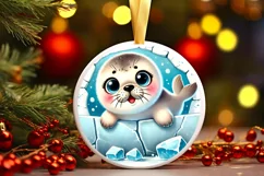 Round Christmas Ornament Sublimation|Clipart Product Image 1