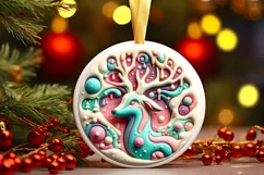 Round Christmas Ornament Sublimation|Clipart Product Image 1