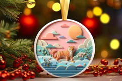 Round Christmas Ornament Sublimation|Clipart Product Image 1