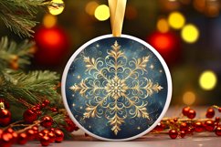 Snow Flake Christmas Round Cute Ornament Sublimation Product Image 2