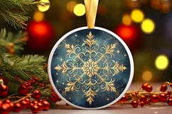 Snow Flake Christmas Round Cute Ornament Sublimation Product Image 2