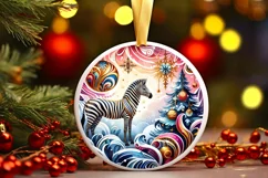 Round Christmas Ornament Sublimation|Clipart Product Image 1