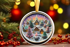 Round Christmas Ornament Sublimation|Clipart Product Image 1