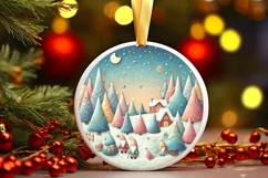 Round Christmas Ornament Sublimation|Clipart Product Image 1