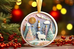 Round Christmas Ornament Sublimation|Clipart Product Image 1