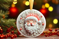 Silent Night Christmas Round Cute Ornament Sublimation Product Image 2
