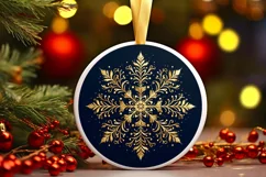 Golden Snow Flake Christmas Round Cute Ornament Sublimation Product Image 1