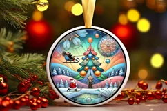 Round Christmas Ornament Sublimation|Clipart Product Image 2