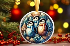 Round Christmas Ornament Sublimation|Clipart Product Image 2