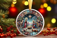 Round Christmas Ornament Sublimation|Clipart Product Image 1