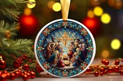 Round Christmas Ornament Sublimation|Clipart Product Image 1