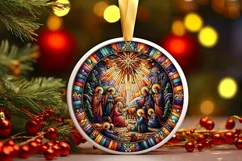 Round Christmas Ornament Sublimation|Clipart Product Image 1